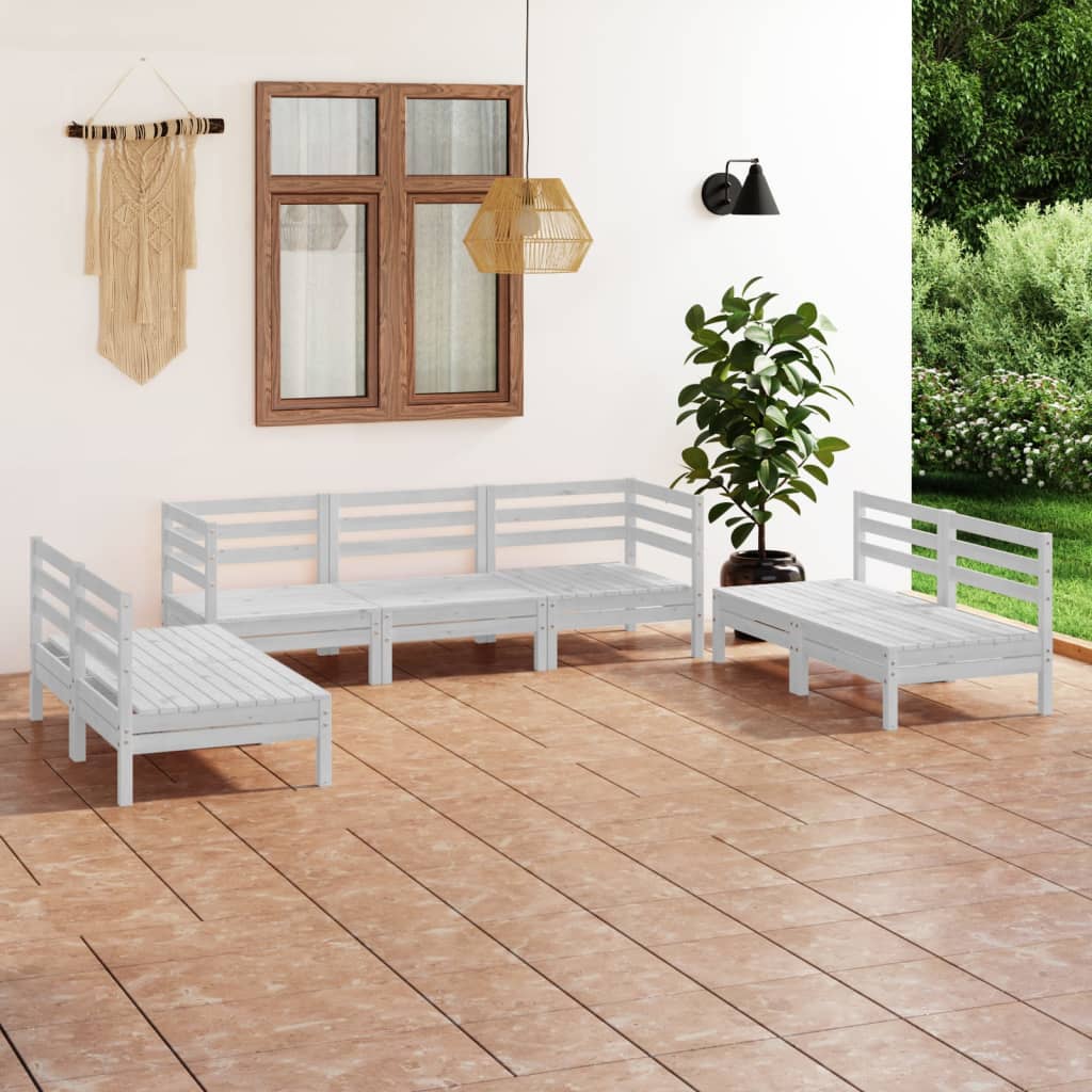 7 Piece Garden Lounge Set Solid Pinewood