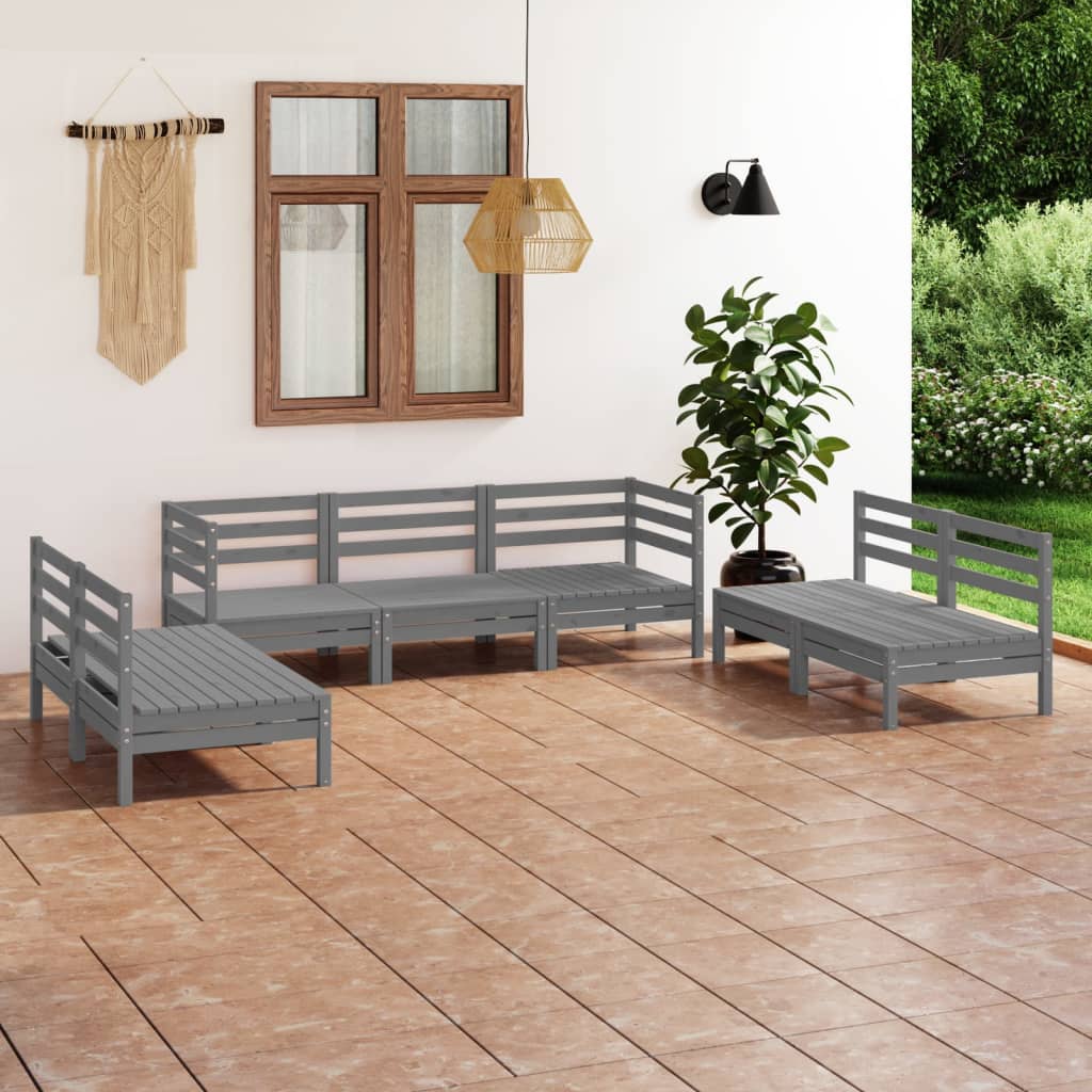7 Piece Garden Lounge Set Solid Pinewood