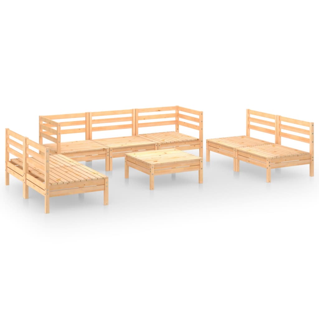 8 Piece Garden Lounge Set Solid Pinewood