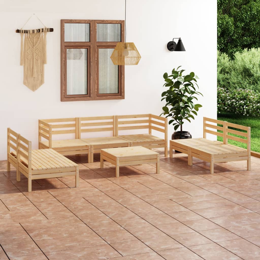8 Piece Garden Lounge Set Solid Pinewood