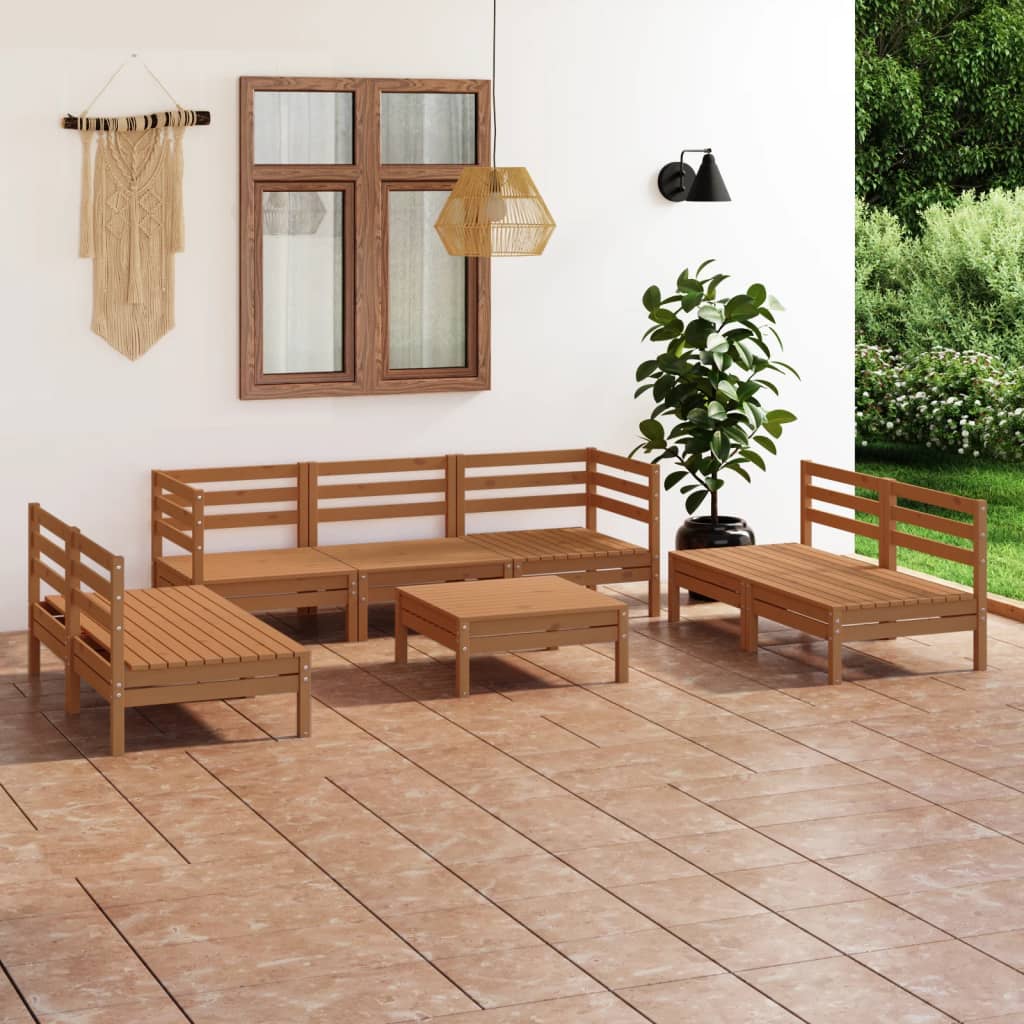 8 Piece Garden Lounge Set Solid Pinewood