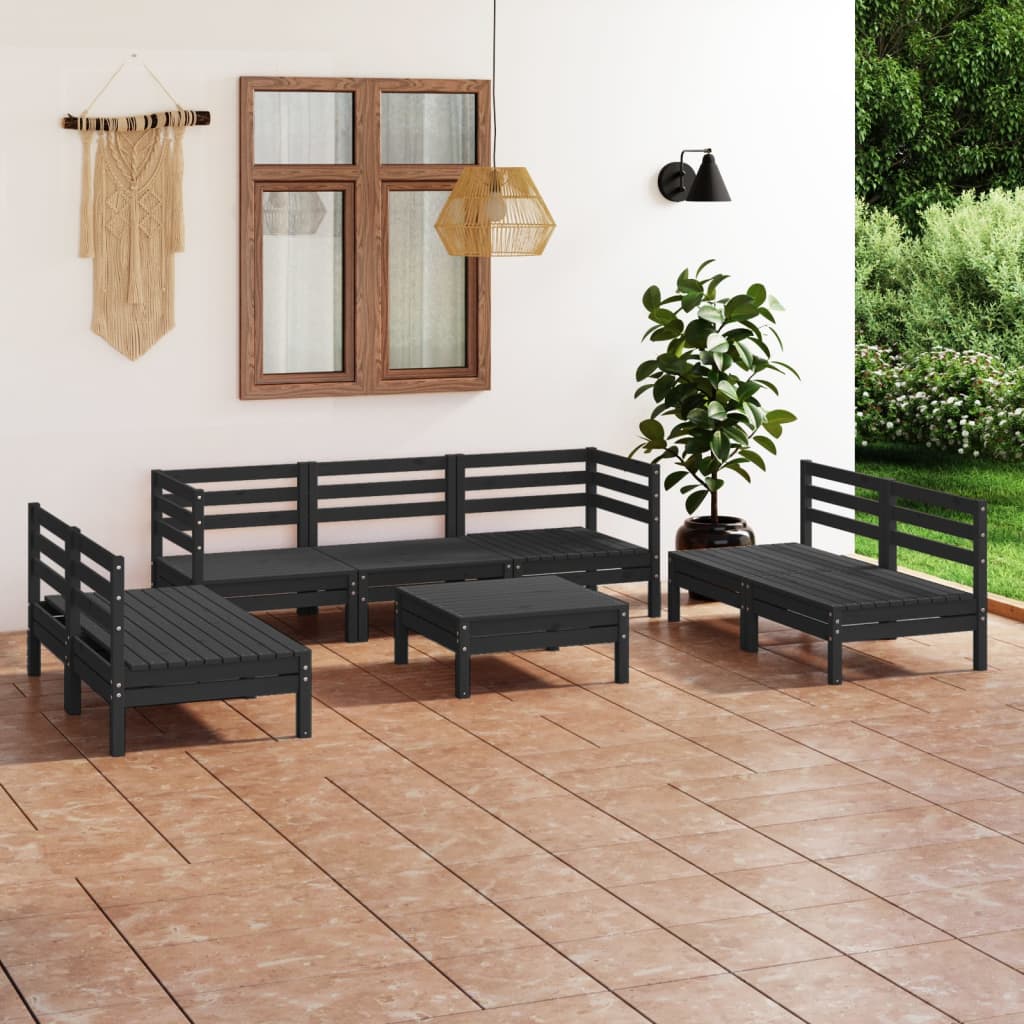 8 Piece Garden Lounge Set Solid Pinewood