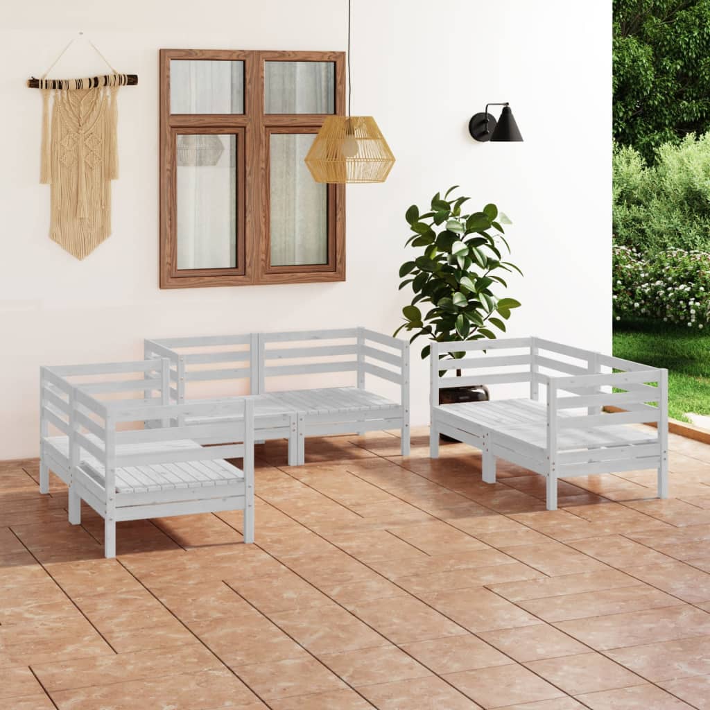 6 Piece Garden Lounge Set Solid Pinewood