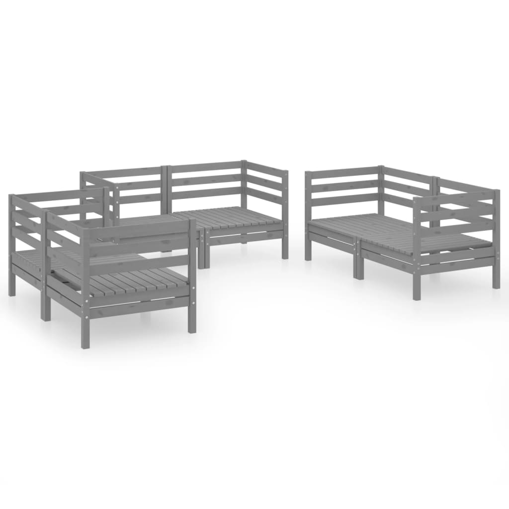 6 Piece Garden Lounge Set Solid Pinewood