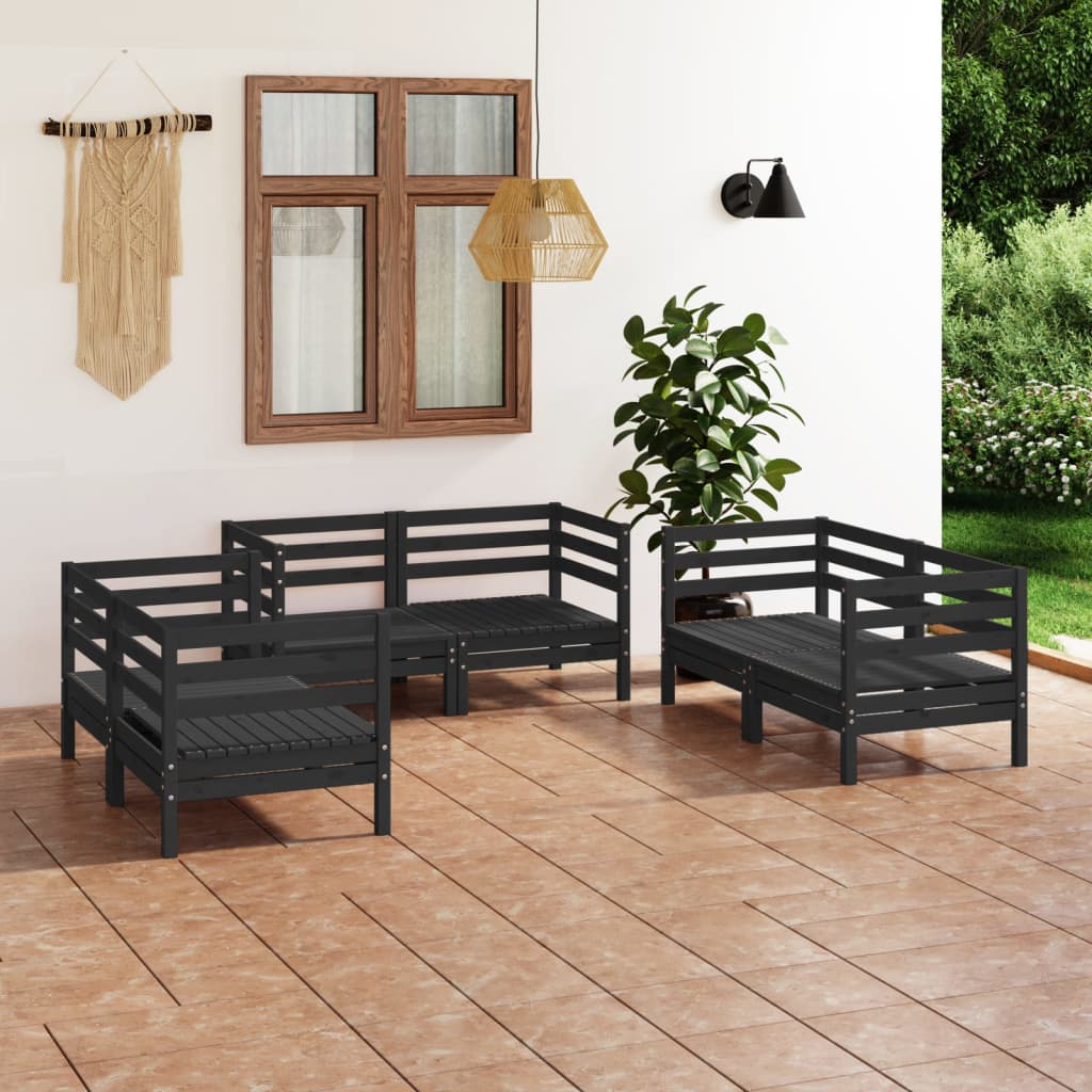 6 Piece Garden Lounge Set Solid Pinewood