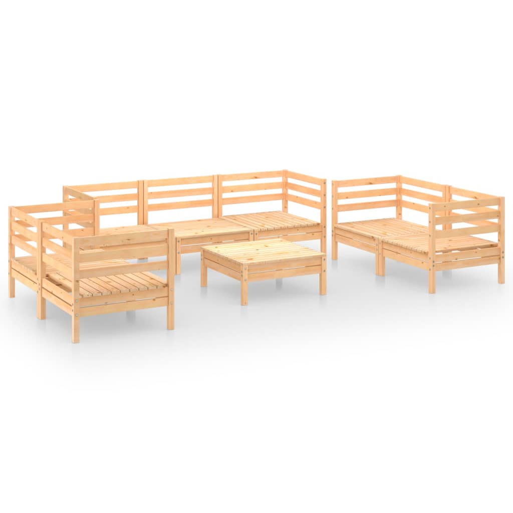 8 Piece Garden Lounge Set Solid Pinewood