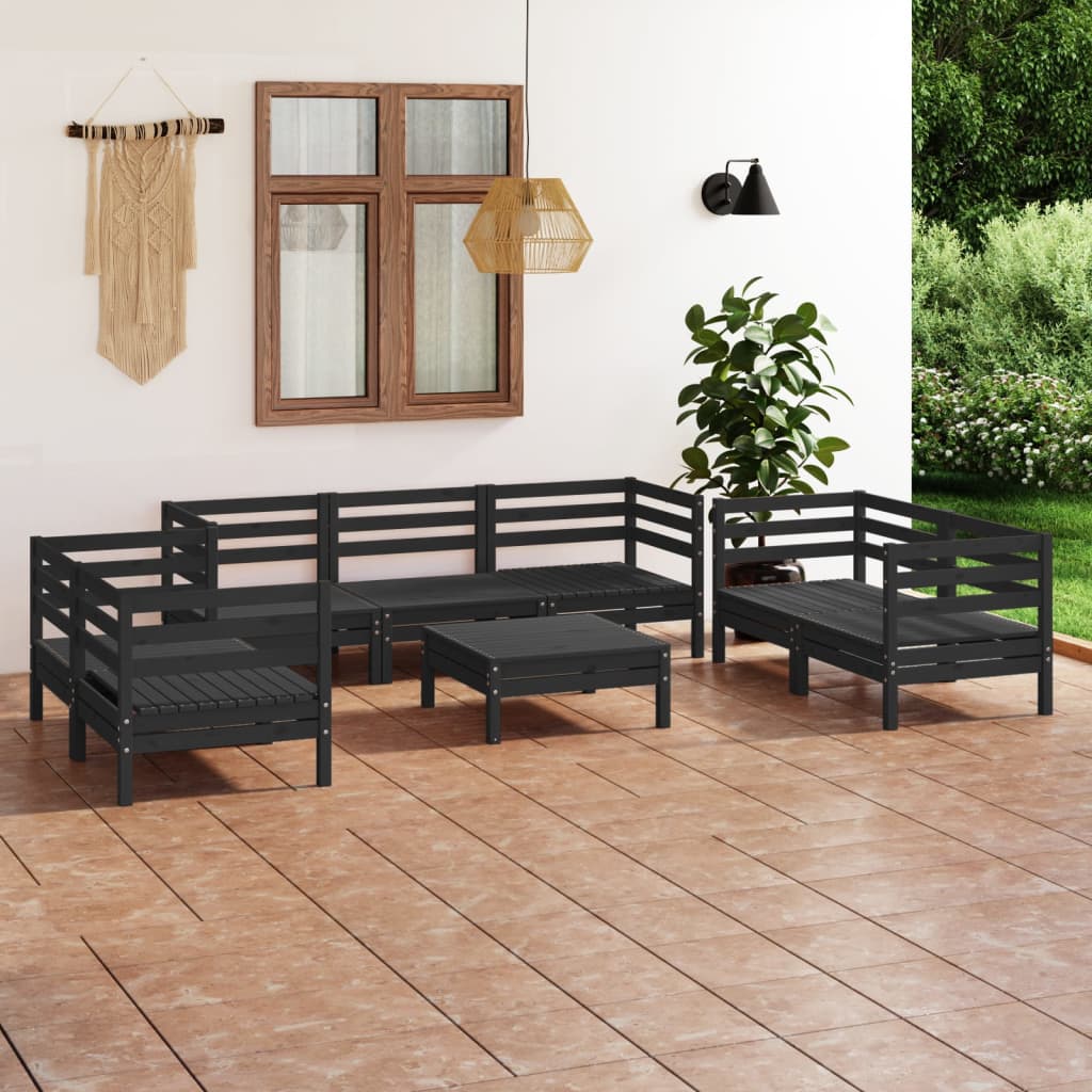8 Piece Garden Lounge Set Solid Pinewood