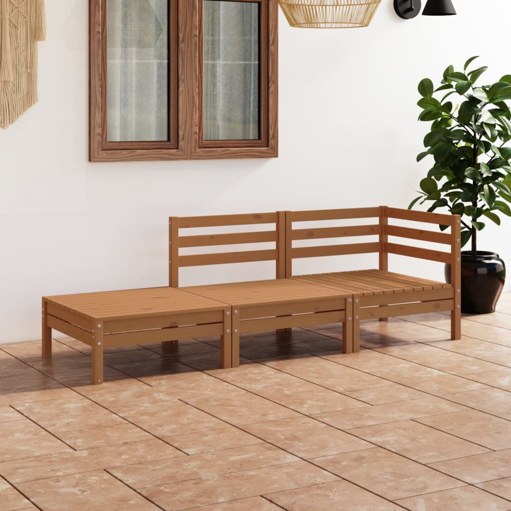 3 Piece Garden Lounge Set Solid Pinewood