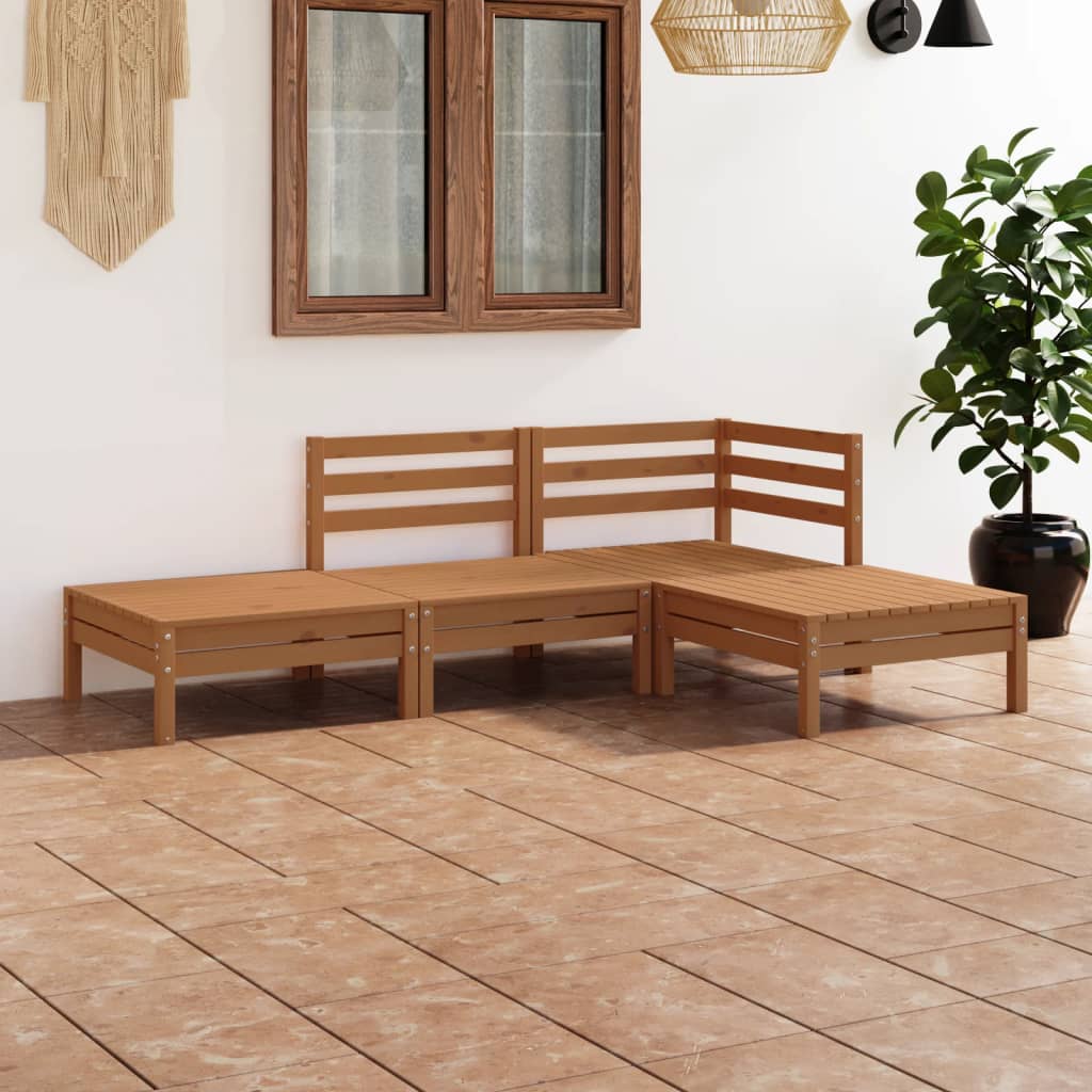 4 Piece Garden Lounge Set Solid Pinewood
