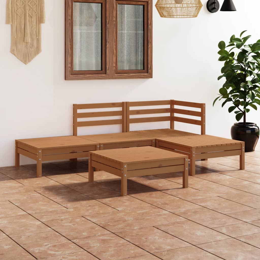 5 Piece Garden Lounge Set Solid Pinewood