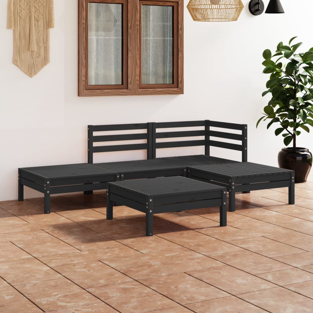 5 Piece Garden Lounge Set Solid Pinewood