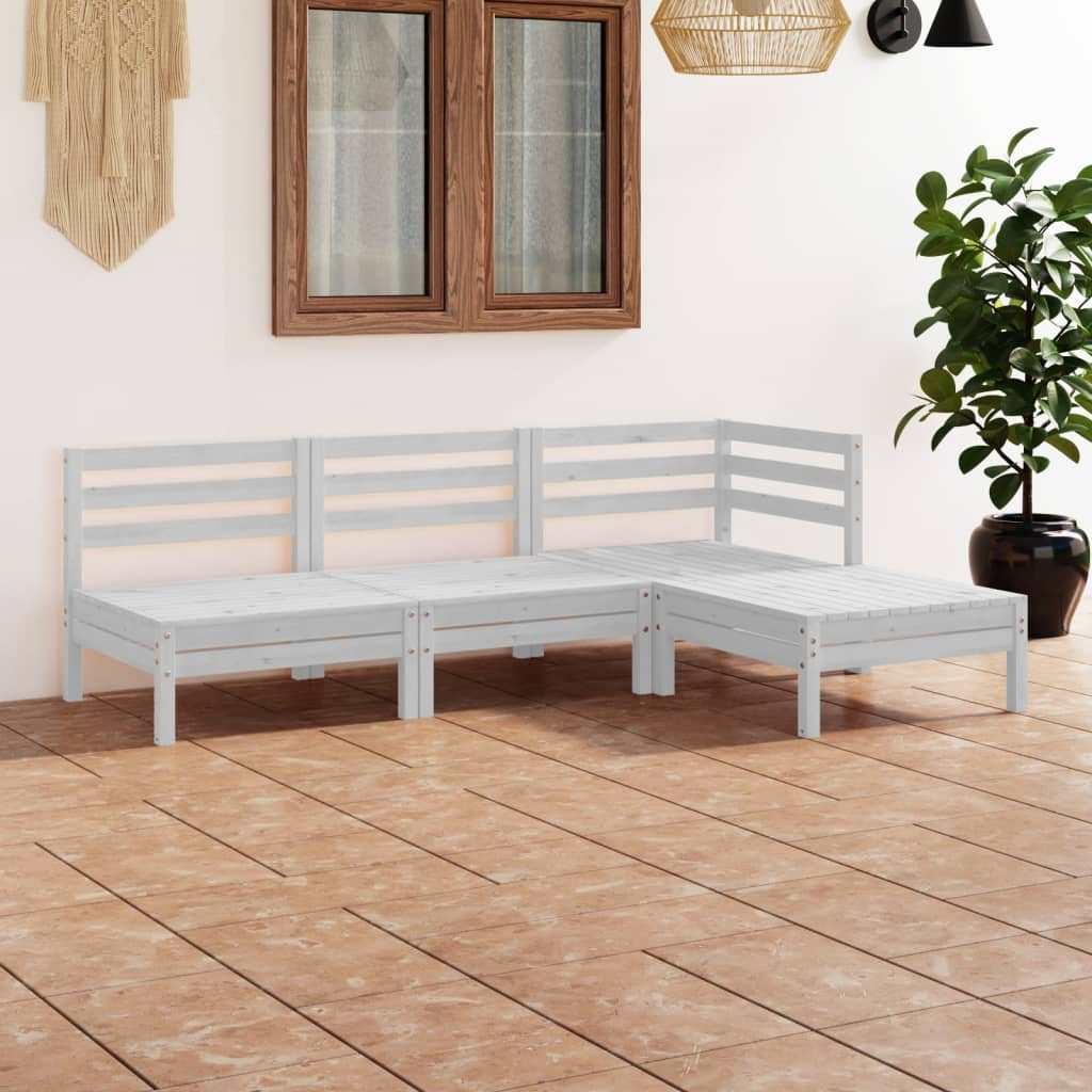 4 Piece Garden Lounge Set Solid Pinewood