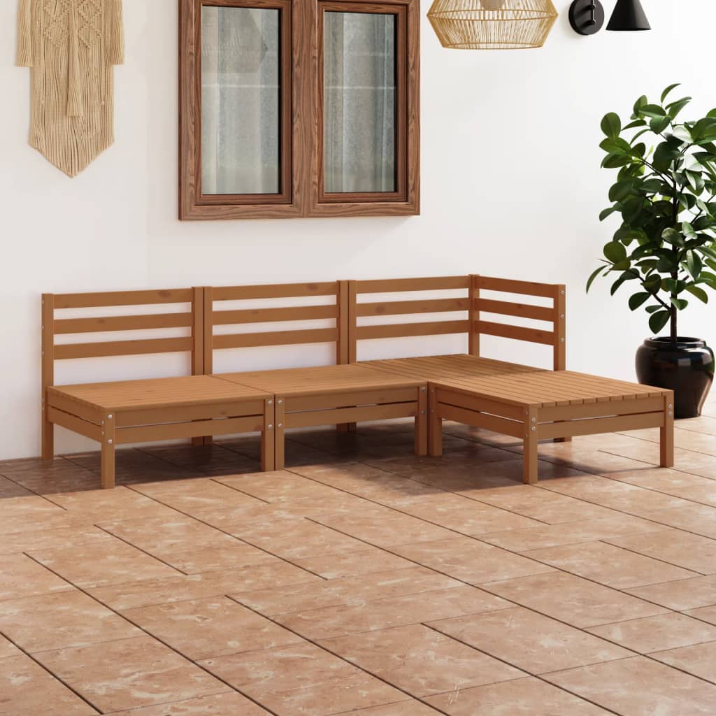 4 Piece Garden Lounge Set Solid Pinewood