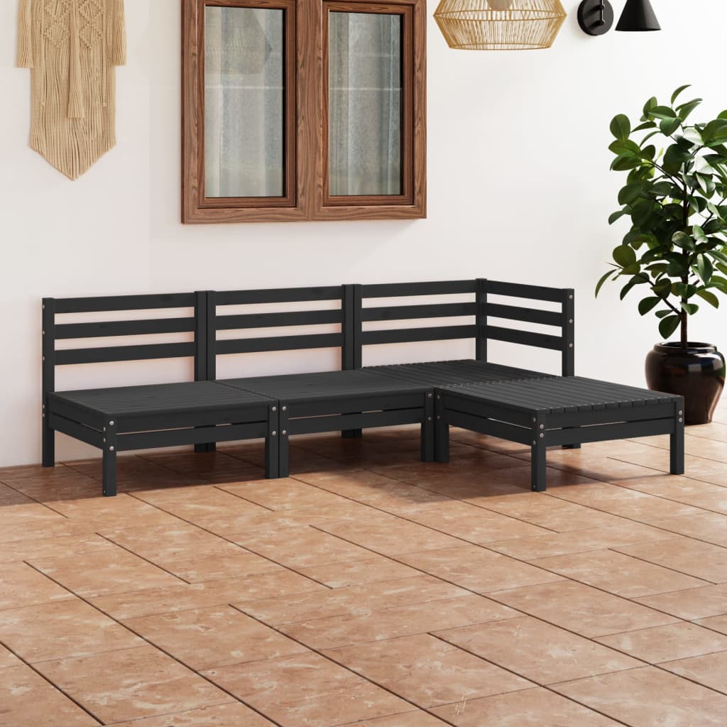 4 Piece Garden Lounge Set Solid Pinewood
