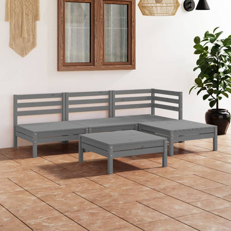 5 Piece Garden Lounge Set Solid Pinewood