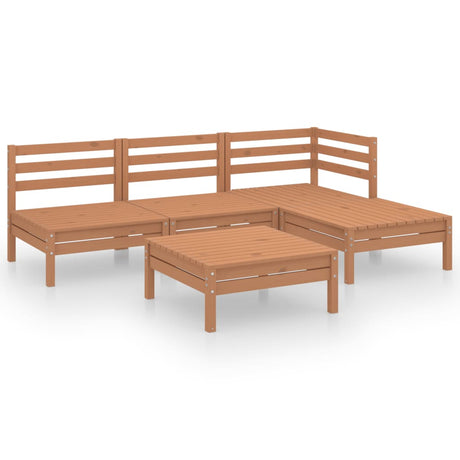 5 Piece Garden Lounge Set Solid Pinewood
