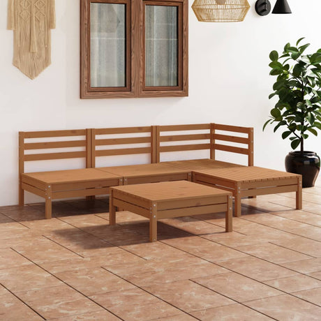 5 Piece Garden Lounge Set Solid Pinewood