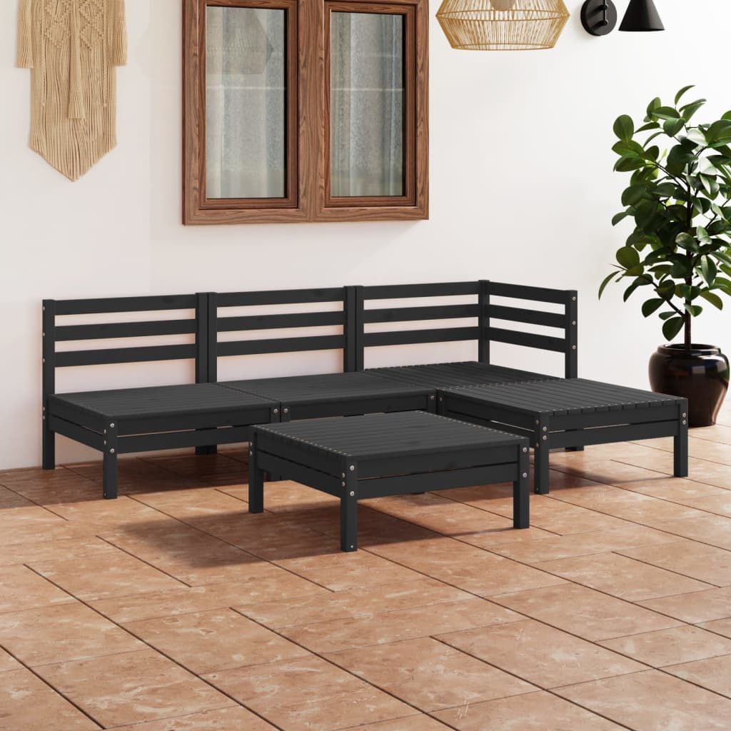 5 Piece Garden Lounge Set Solid Pinewood