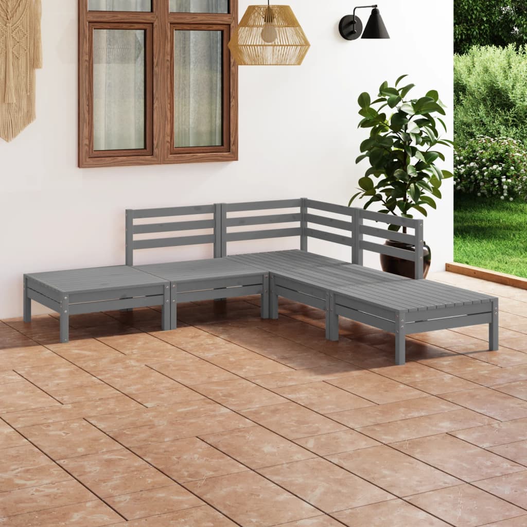 5 Piece Garden Lounge Set Solid Pinewood
