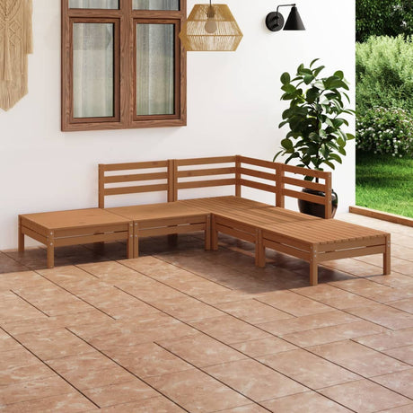 5 Piece Garden Lounge Set Solid Pinewood