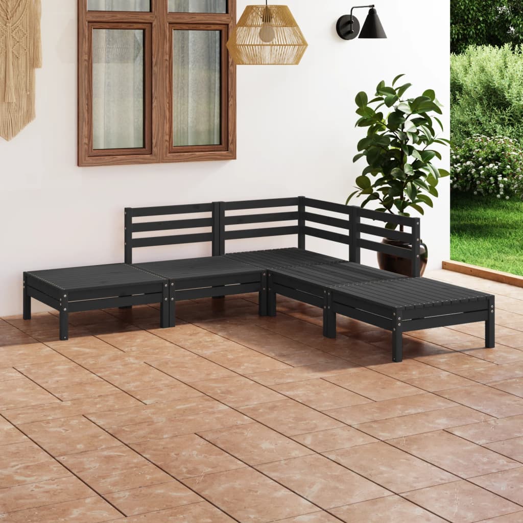 5 Piece Garden Lounge Set Solid Pinewood