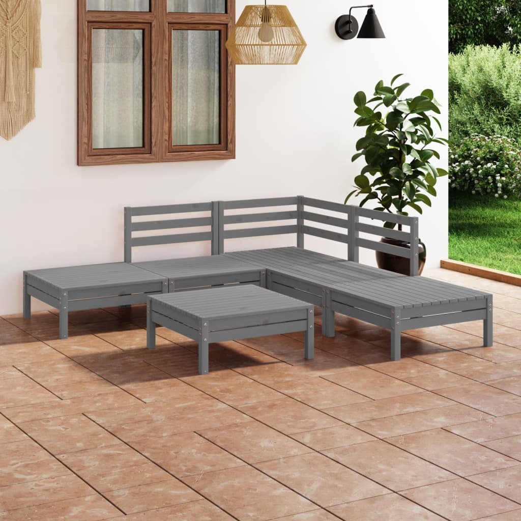 6 Piece Garden Lounge Set Solid Pinewood
