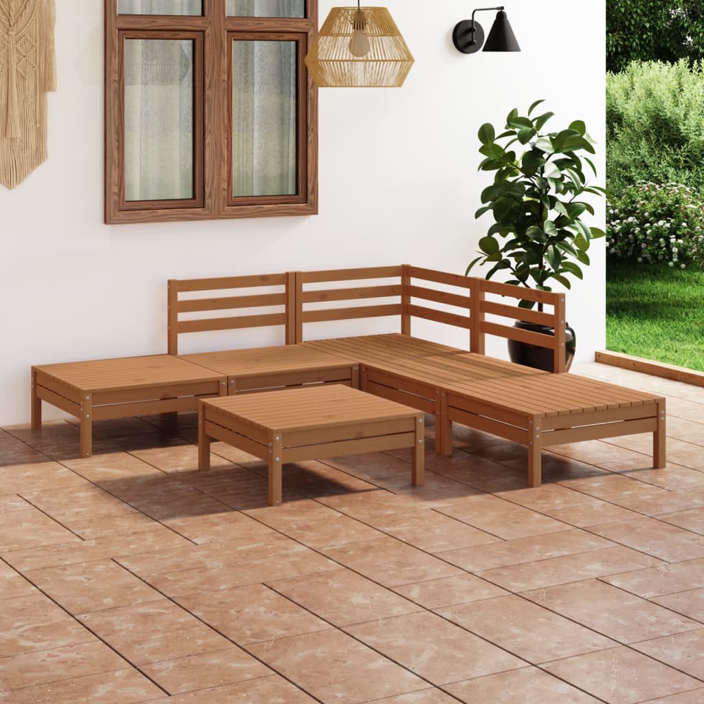6 Piece Garden Lounge Set Solid Pinewood