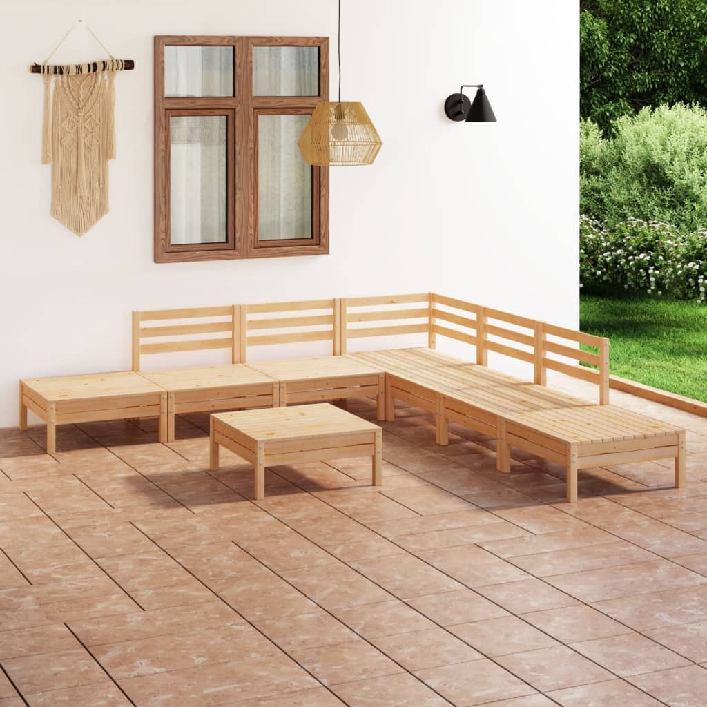 8 Piece Garden Lounge Set Solid Pinewood