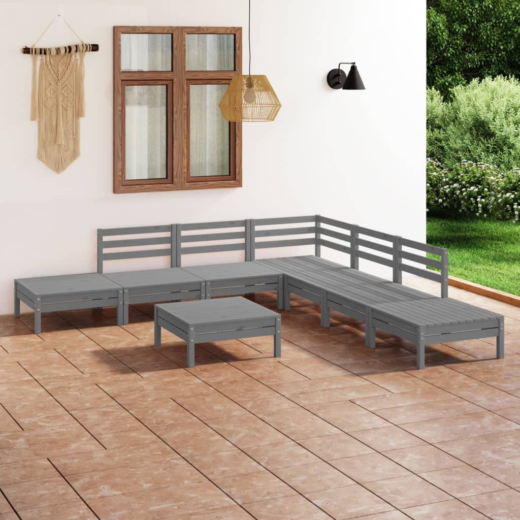 8 Piece Garden Lounge Set Solid Pinewood