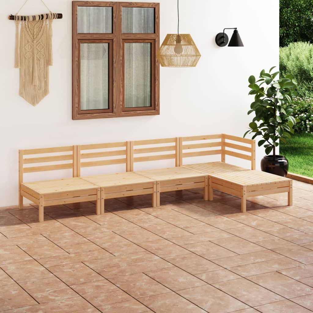 5 Piece Garden Lounge Set Solid Pinewood