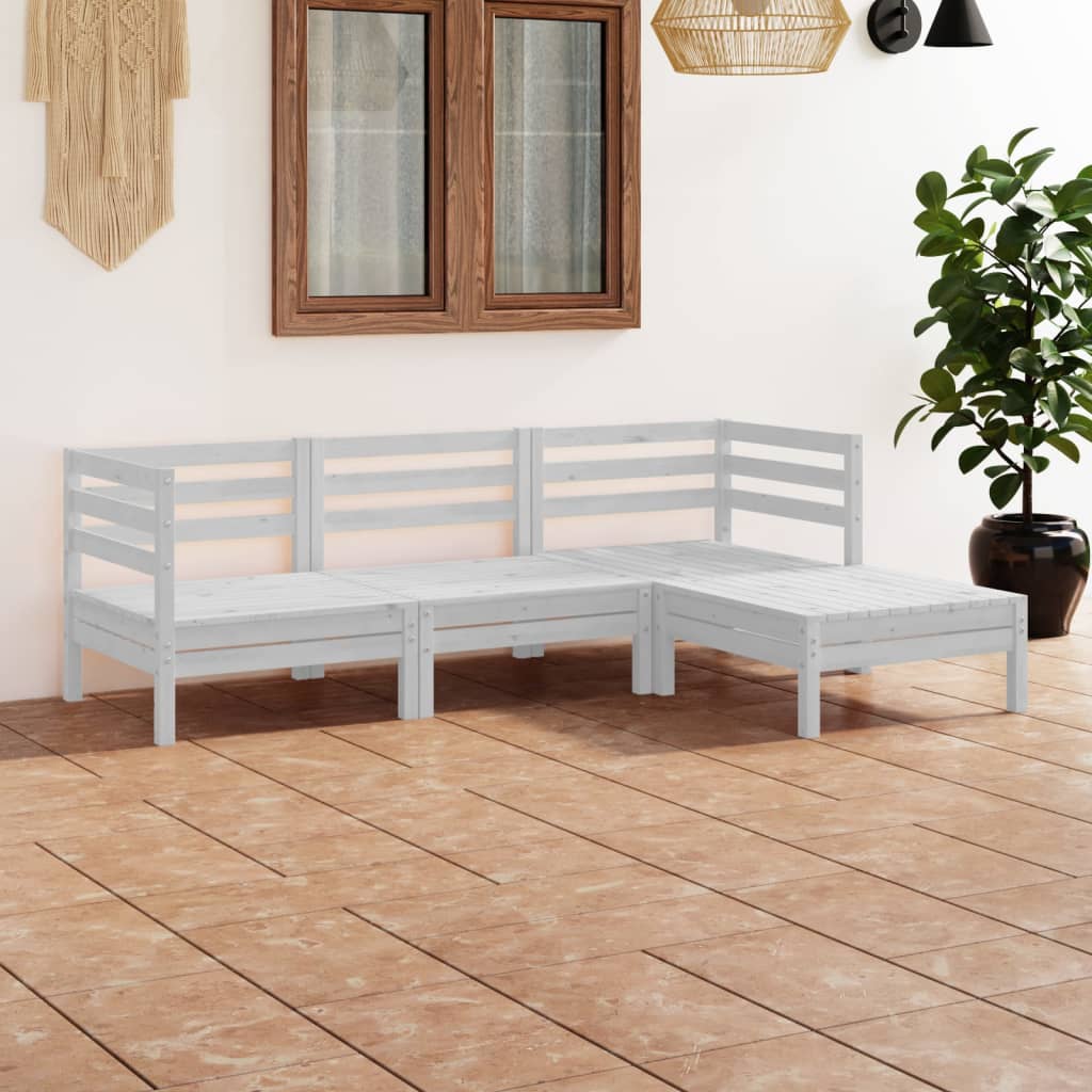 4 Piece Garden Lounge Set Solid Pinewood