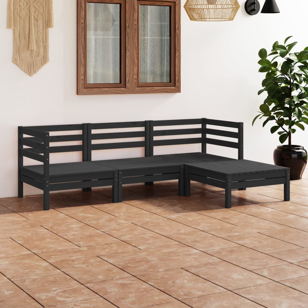 4 Piece Garden Lounge Set Solid Pinewood