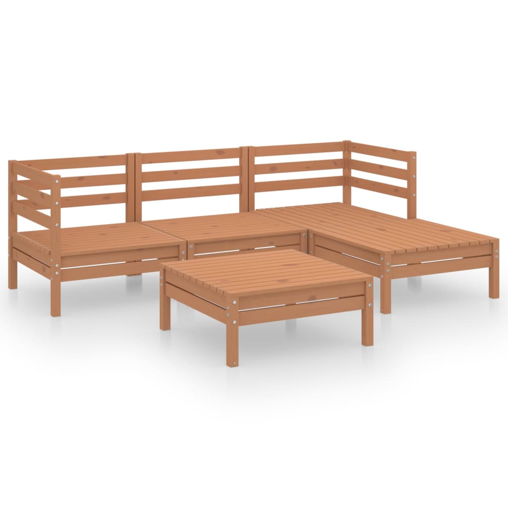 5 Piece Garden Lounge Set Solid Pinewood