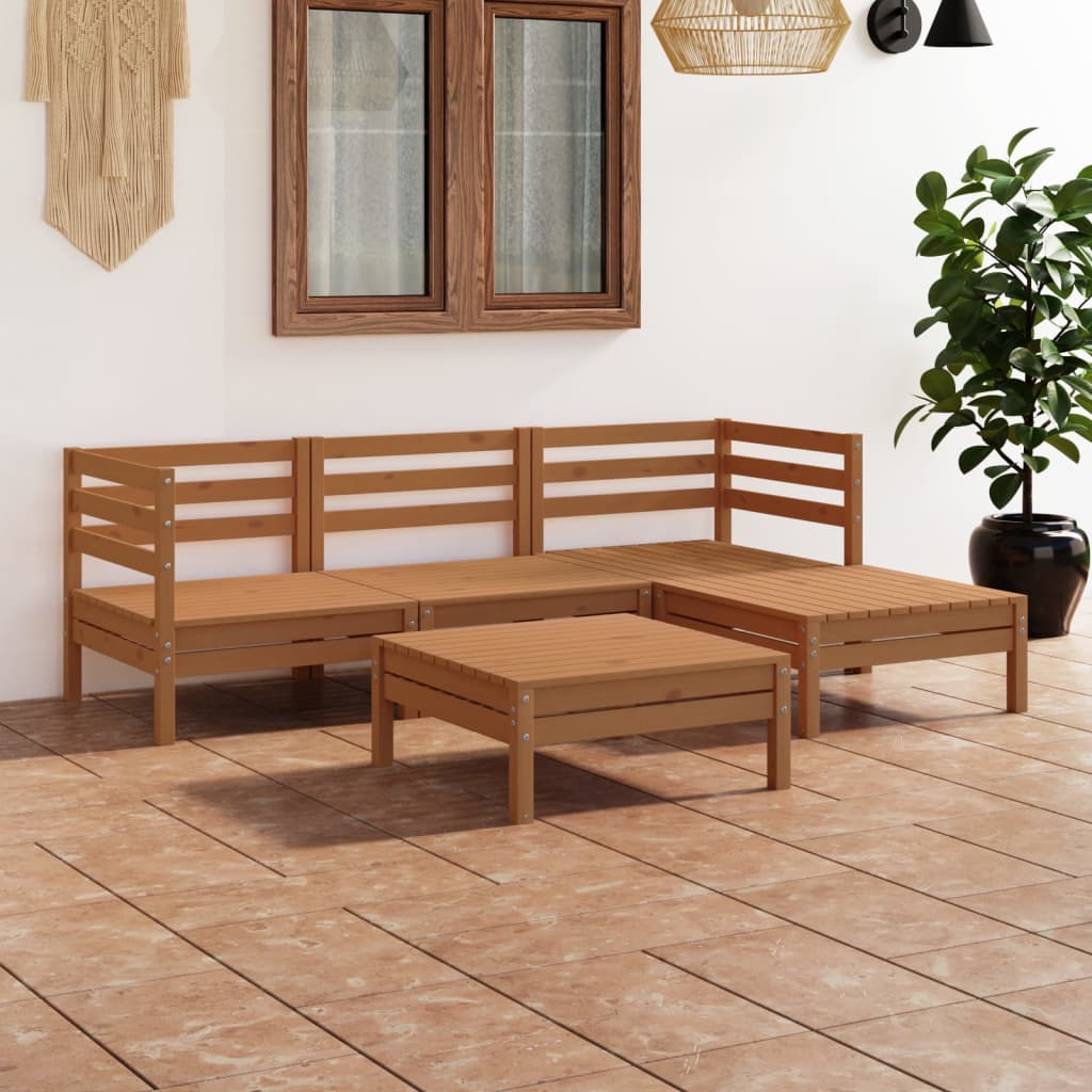 5 Piece Garden Lounge Set Solid Pinewood