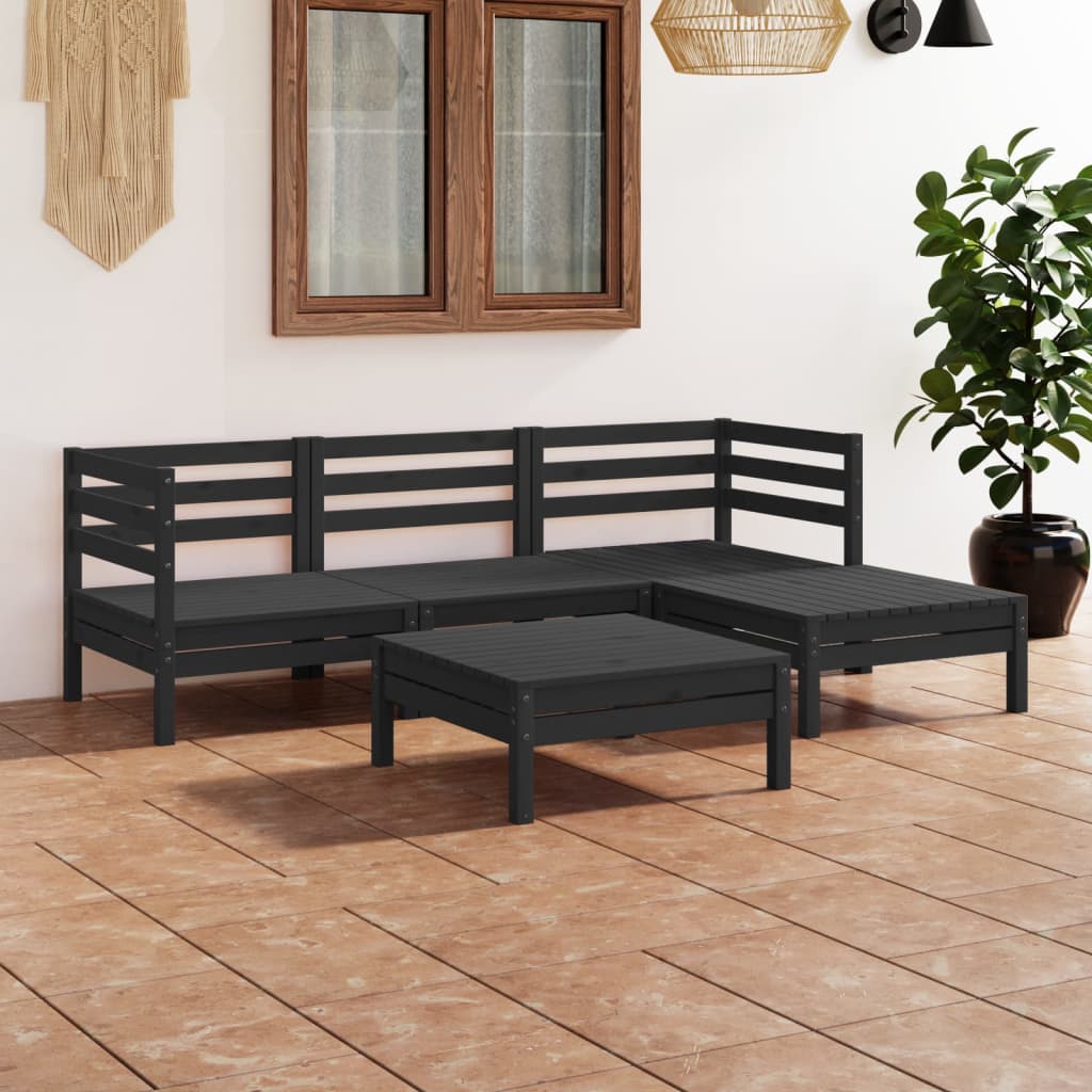 5 Piece Garden Lounge Set Solid Pinewood