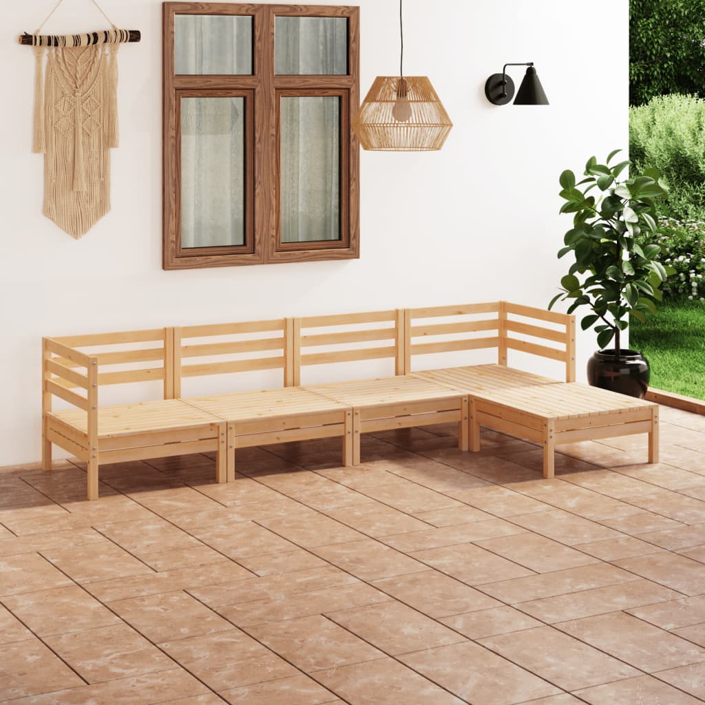 5 Piece Garden Lounge Set Solid Pinewood
