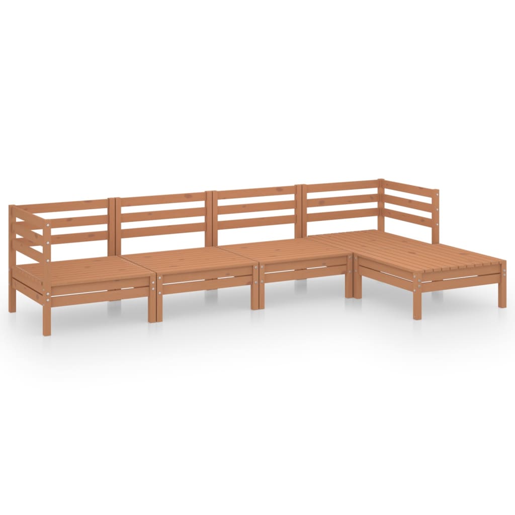 5 Piece Garden Lounge Set Solid Pinewood