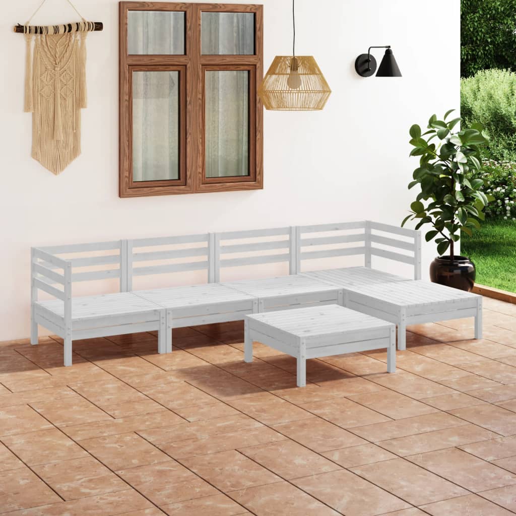 6 Piece Garden Lounge Set Solid Pinewood