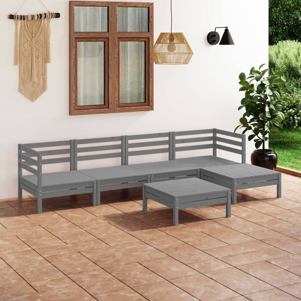6 Piece Garden Lounge Set Solid Pinewood