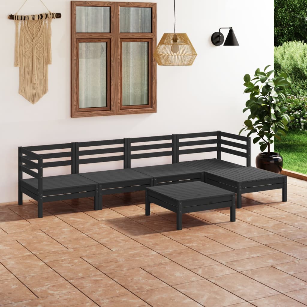 6 Piece Garden Lounge Set Solid Pinewood