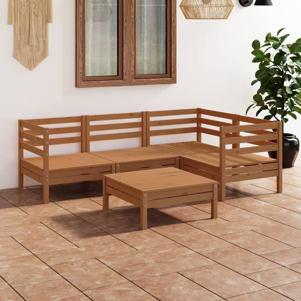 5 Piece Garden Lounge Set Solid Pinewood