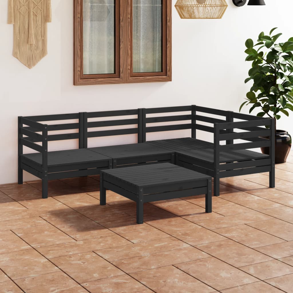 5 Piece Garden Lounge Set Solid Pinewood