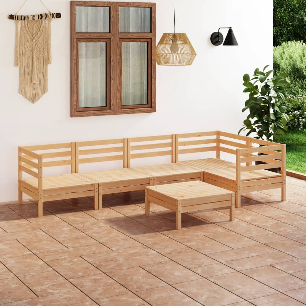 6 Piece Garden Lounge Set Solid Pinewood