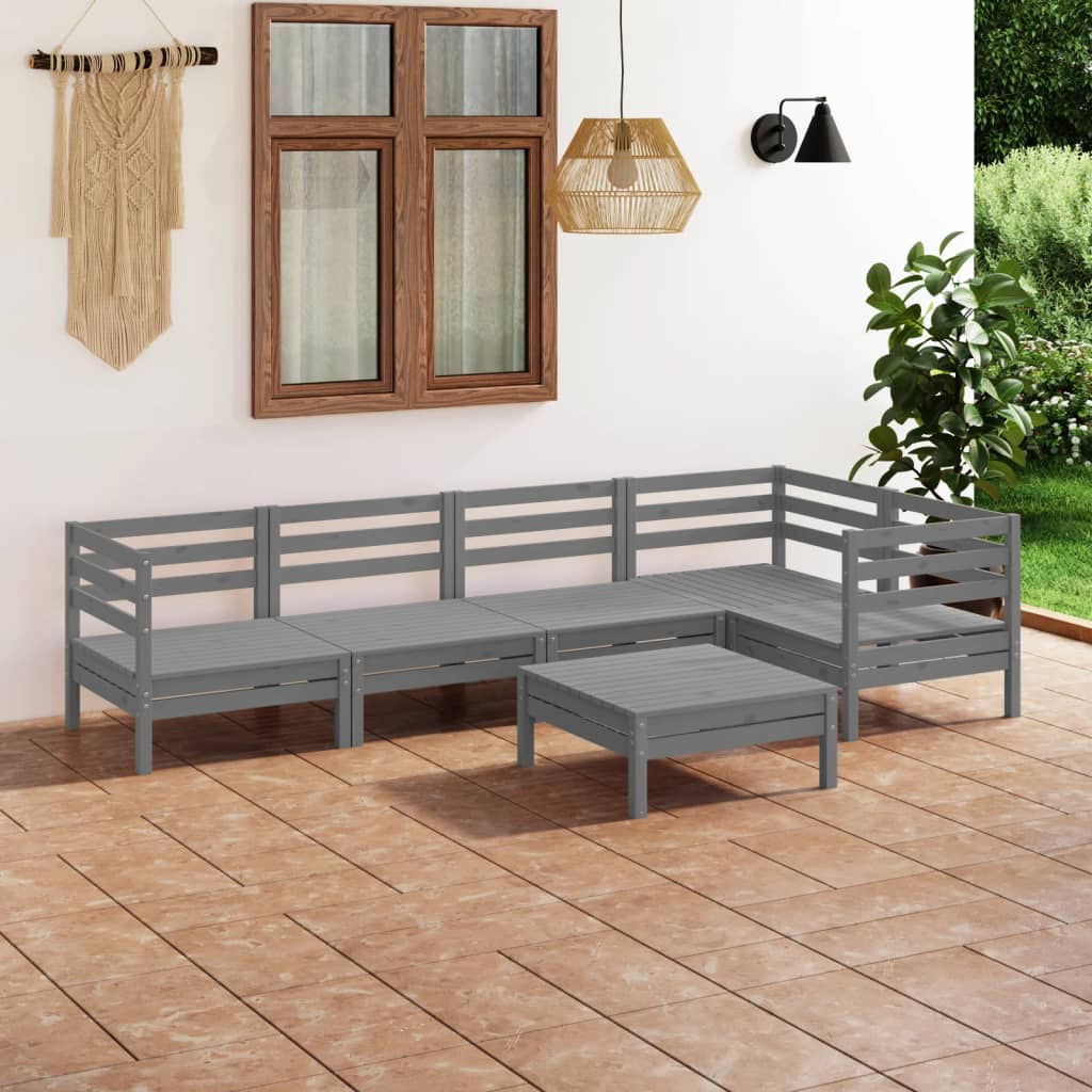 6 Piece Garden Lounge Set Solid Pinewood