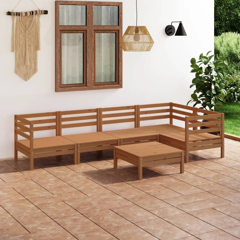 6 Piece Garden Lounge Set Solid Pinewood