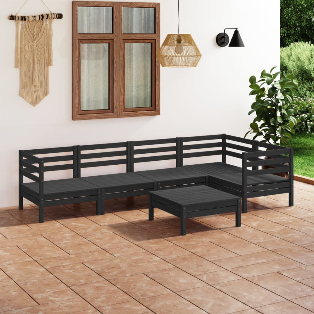 6 Piece Garden Lounge Set Solid Pinewood