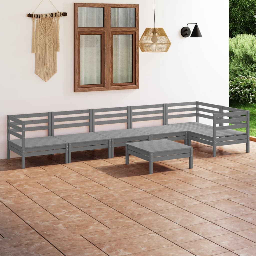 7 Piece Garden Lounge Set Solid Pinewood