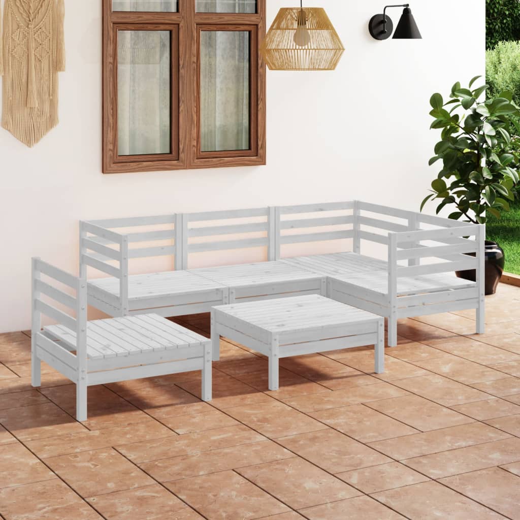 6 Piece Garden Lounge Set Solid Pinewood