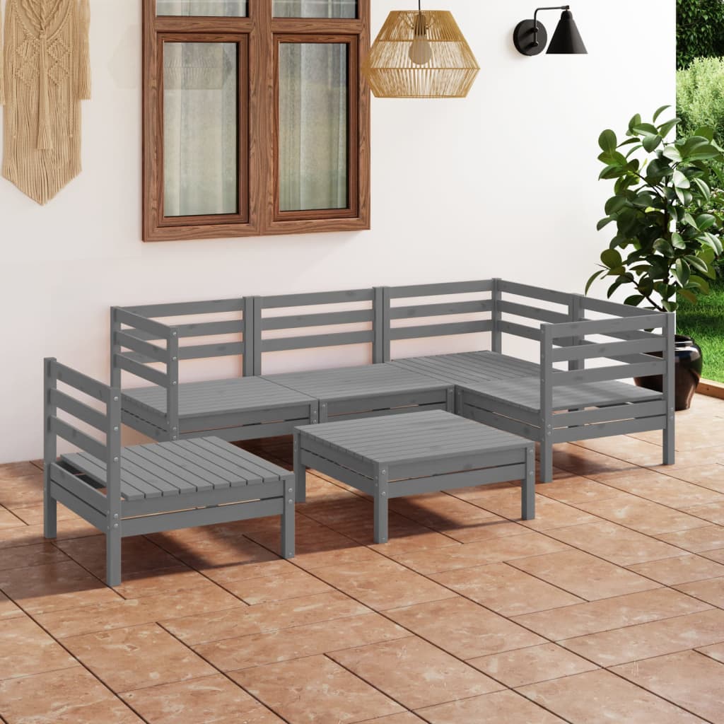 6 Piece Garden Lounge Set Solid Pinewood