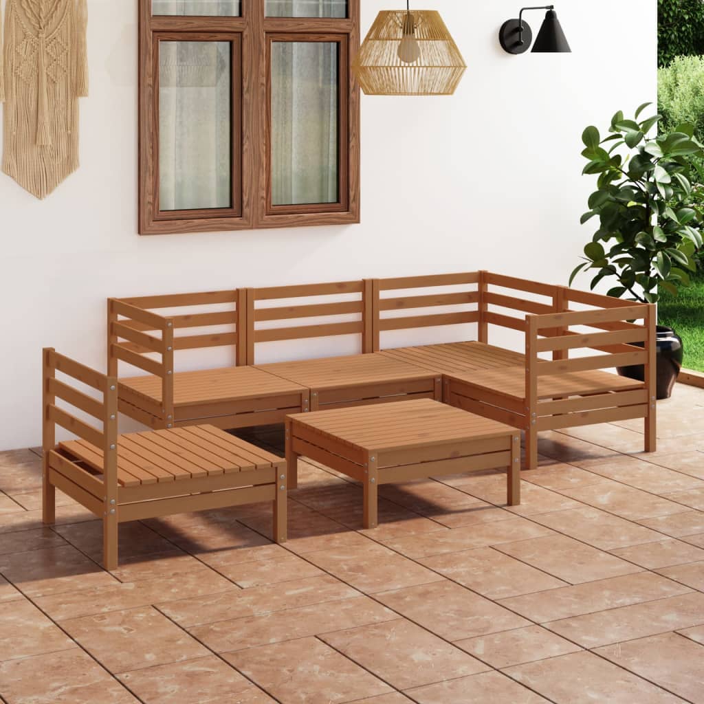 6 Piece Garden Lounge Set Solid Pinewood